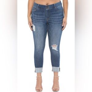 Mid Rise 2 Button Destroyed Skinny